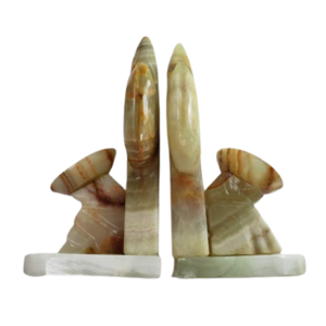 Onyx Siesta Book Ends Southwestern Cactus, Green Onyx Cactus Carving, Onyx Christmas Grapes Cactus Tree