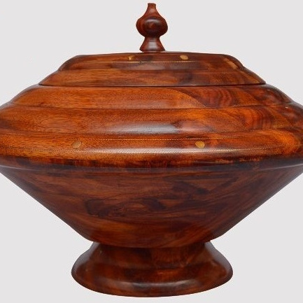 Wooden Hot pot brass inlaid Handmade wooden Kitchen Bowls, Wooden Traditional Chapati Hot Pot Serving Dish Decor Bucket