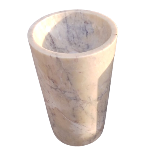 Onyx Marble Pedestal Sink, Natural Stone Round Pedestal Wash Basin for Bathroom, Free Standing Sinks vanity