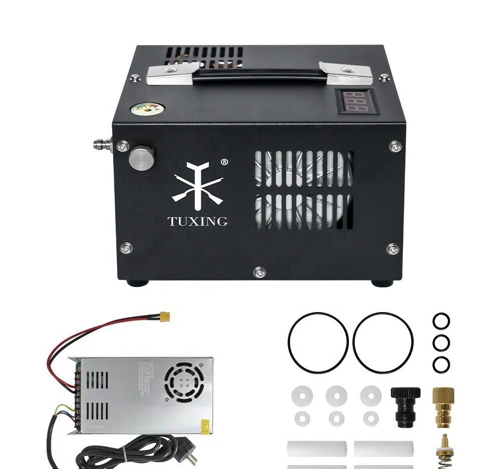 TUXING Manufacturer Direct Sale 4500psi 300bar 12V 110V 220V External Converter Paintball Hunting Snorkeling Air Compressor