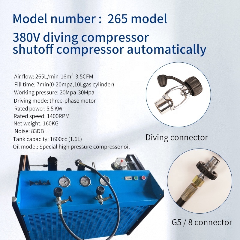 TUXING 265l/m 300bar Set up Pressure Auto Stop Air Pump Compressor Scuba Diving Equipment