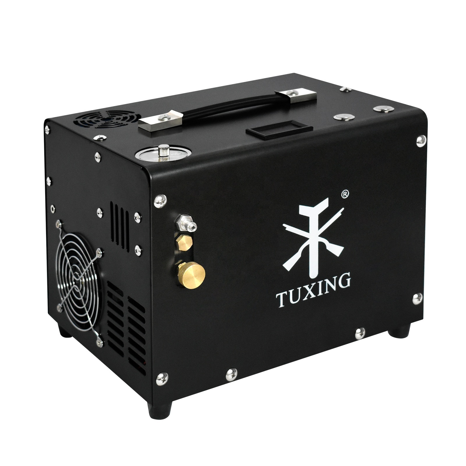 TUXING Auto Stop 4500PSI/300BAR/30MPA Built-in 12V Power Adapter Drain System Oil Water Free Battery Powered PCP Air Compressor