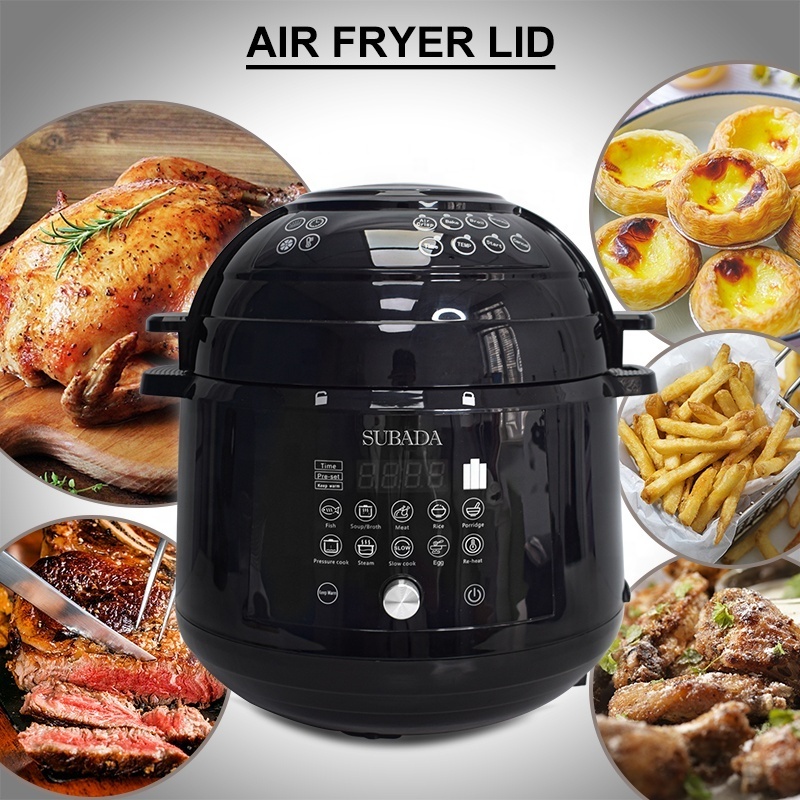 Air Fryer and Pressure Cooker Combo Stainless steel Kitchen appliance 6L 6Qt Steam, Soup, Saute, Slow Cook, Electric Rice Cooker