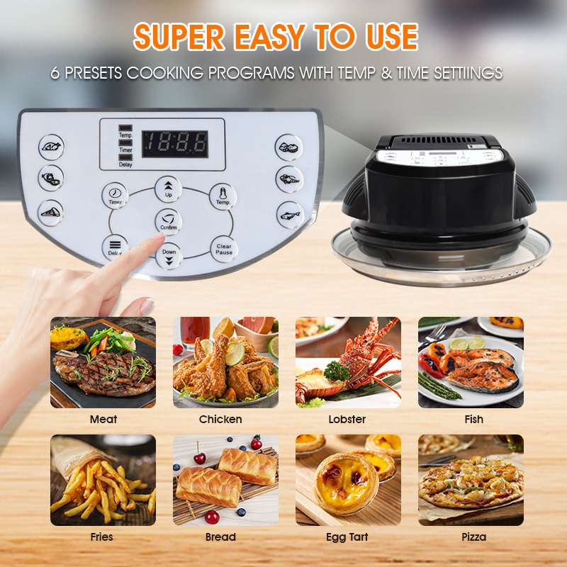 5 6 8L 1200W Visual Fryer combo Electric Digital 110V 220V Rapid Transparent Air Fryer & Electric Pressure Cooker