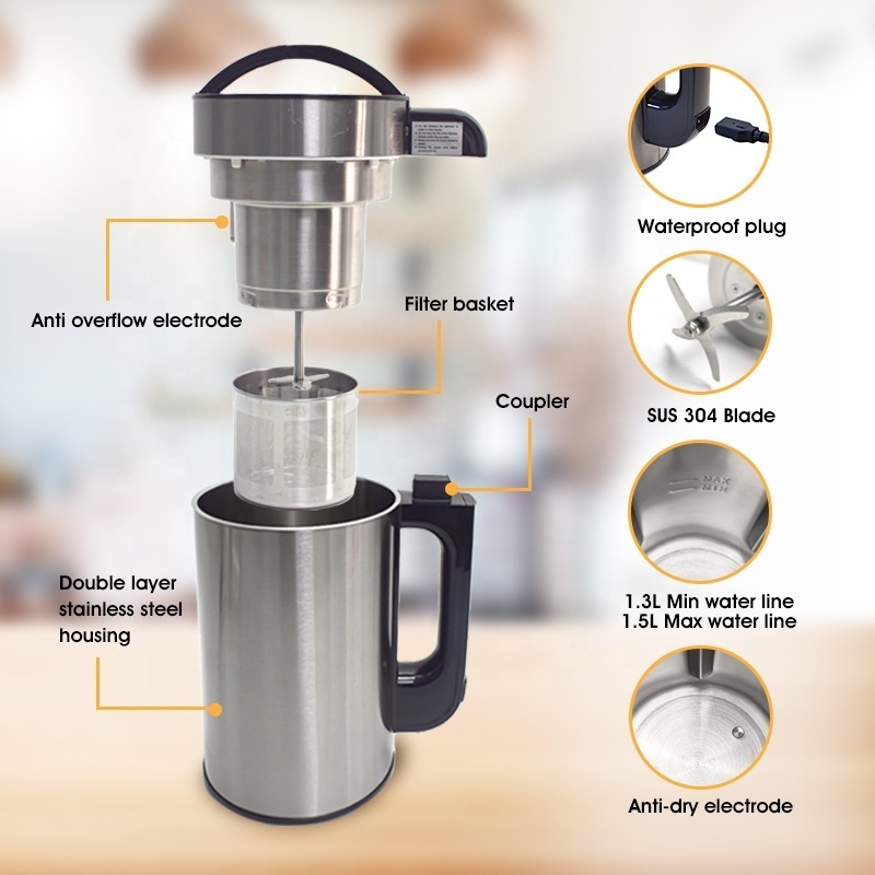 Best Stainless Steel Nut Almond Milk Machine soymilk maker multifunctional smart cooking blender for Homemade OEM/ODM