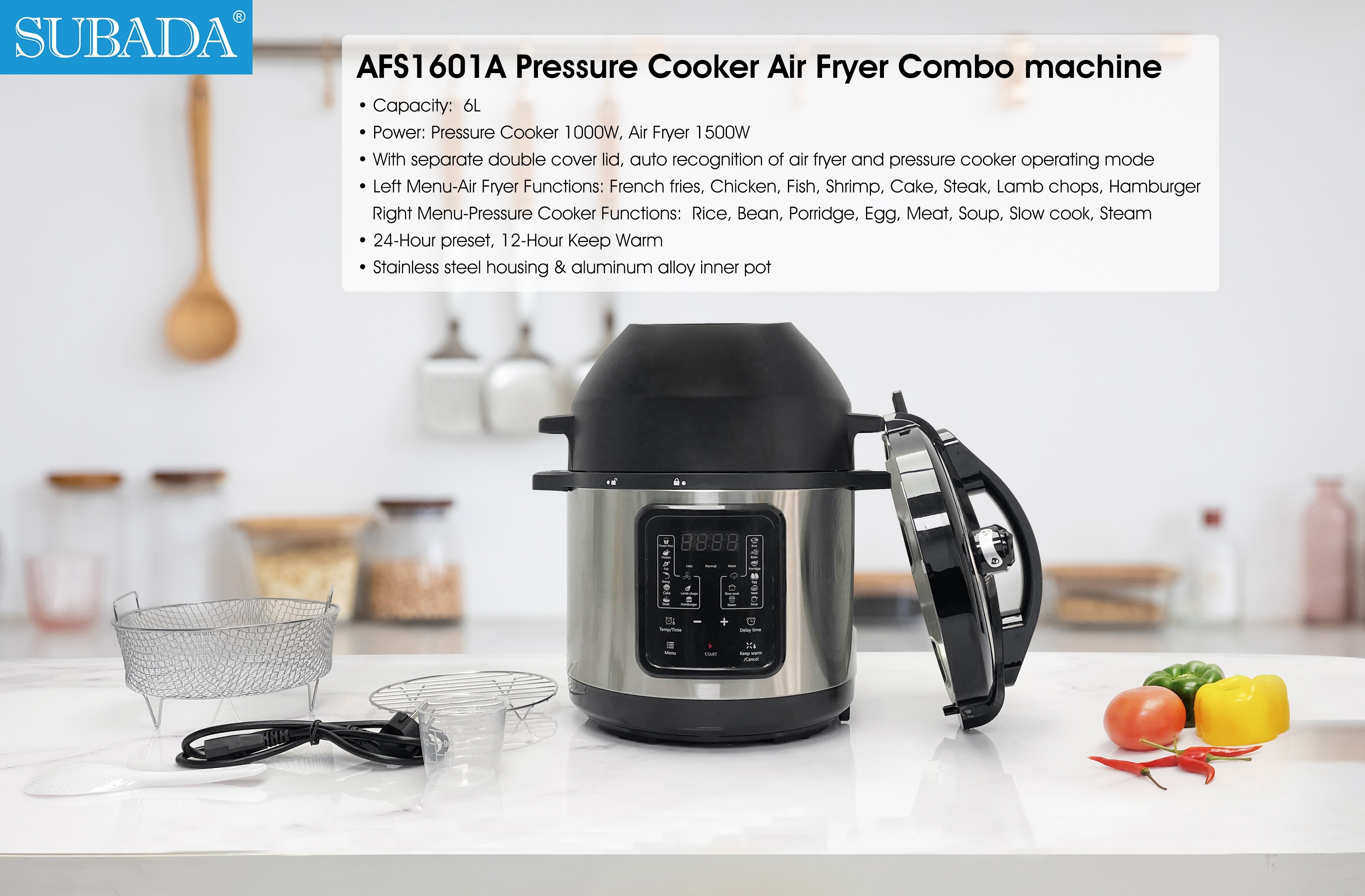 Wholesale 16 in 1 Digital Air Fryer Pressure Cooker Deep Fryer Electric Cooker for Cake/Shrimp/Rice/Chicken Smart Cooker 6L