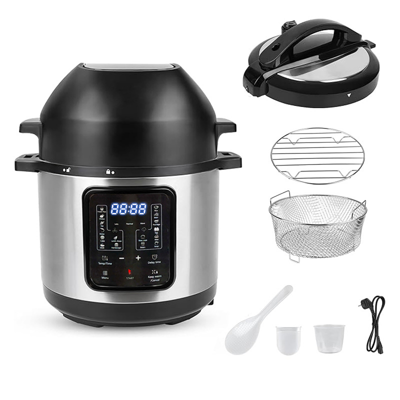 Pressure Cooker Air Fryer Combo machine 6 L Stainless steel  16 menus bean soup hamburger lamb chops chicken shrimp cake steak