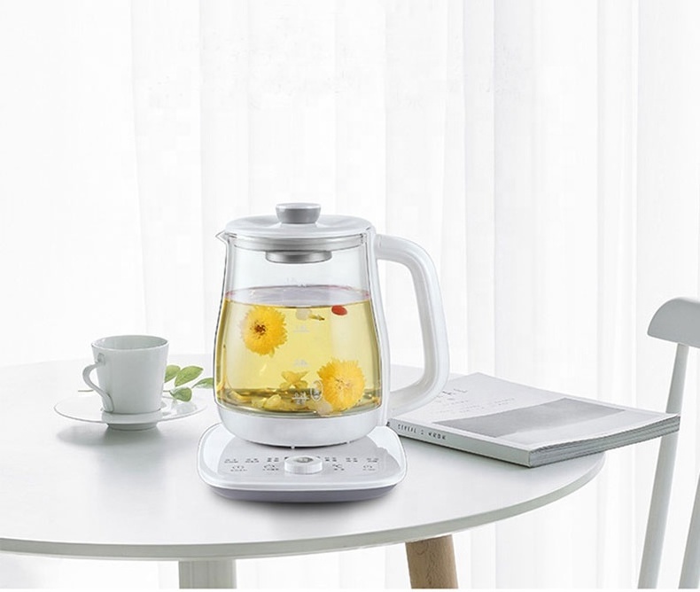 White Color Electric Tea Maker Machine 1.5L Glass Teapot Kettle and Household water heater With tea Filter