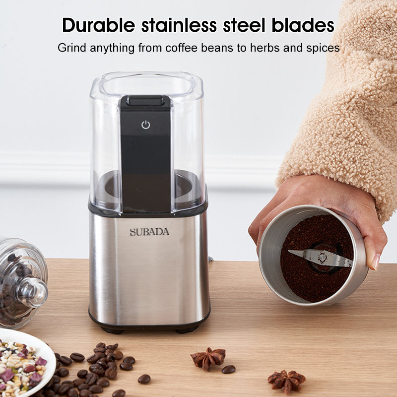 Wholesale Professional Portable Electric Stainless Steel One Touch Control Coffee Grinder Mixer Food Processor Blender Spice