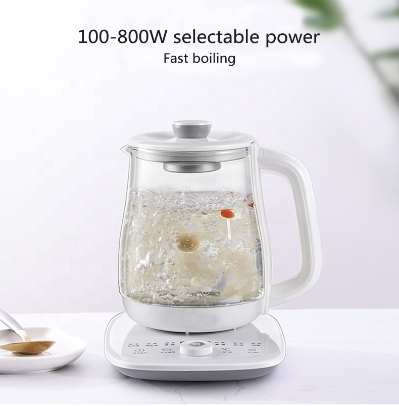 White Color Electric Tea Maker Machine 1.5L Glass Teapot Kettle and Household water heater With tea Filter