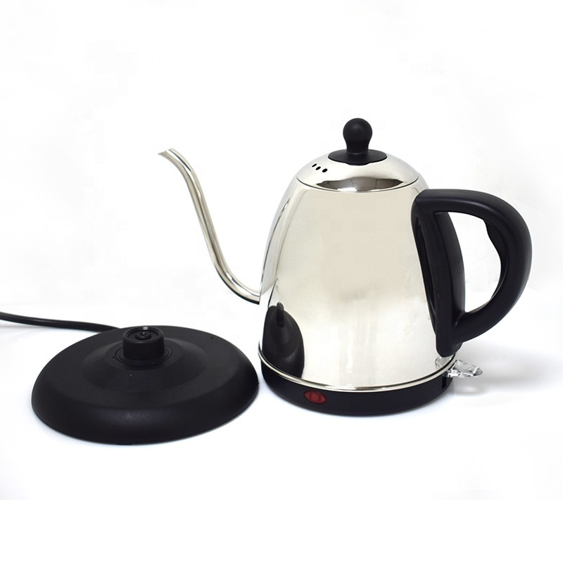 OEM 1L Small Capacity  Stainless Steel Coffee Kettle With thermometer Electric Heating 1500W Power Gooseneck Kettle