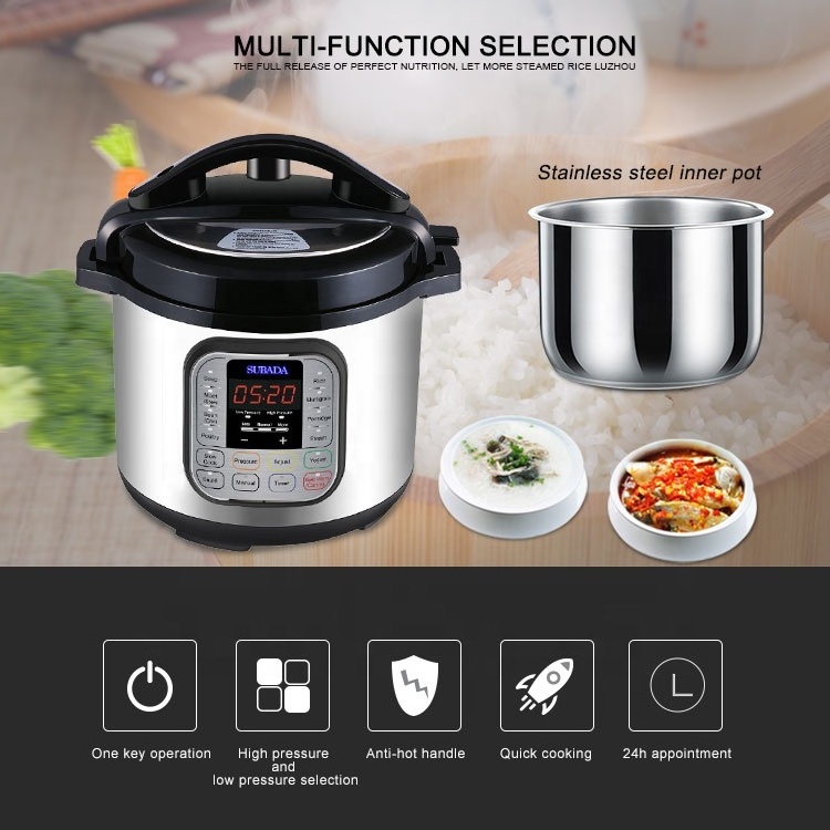 Multi-function 11 in 1 Programmable 6L Electric Pressure Cooker Non-Stick Inner Pot Rice Cooker Support OEM ODM Customize