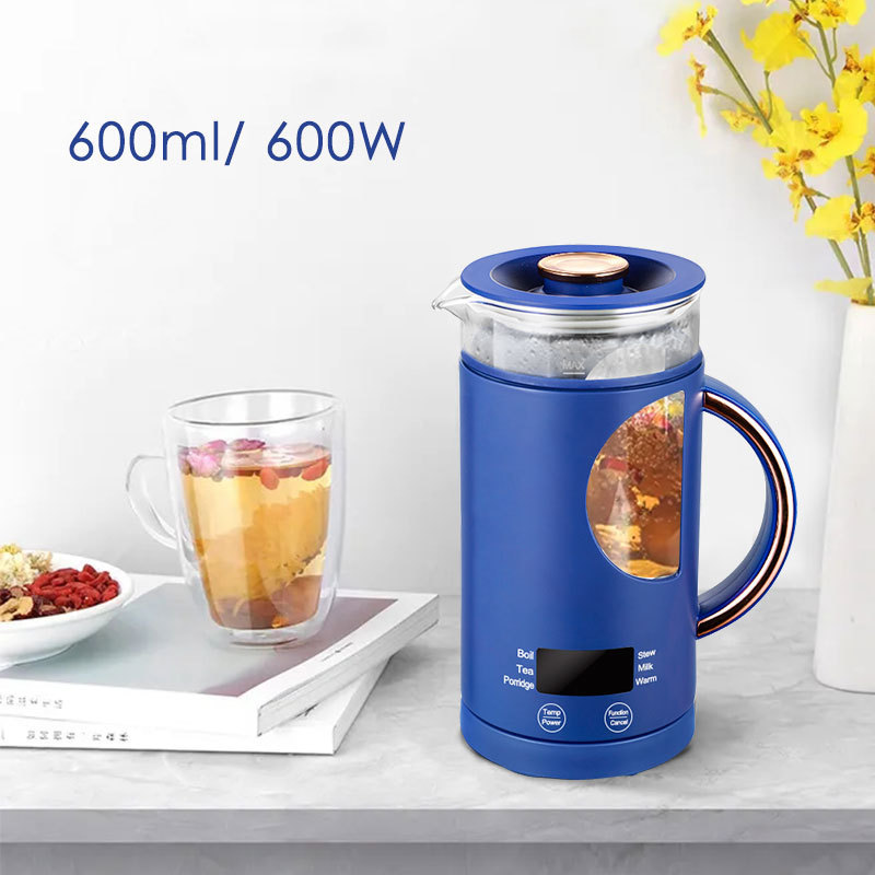 600ml Smart Multi-Use 6 in 1 Electric Kettle High Borosilicate Glass Tea Maker Water Heater Herbal Porrdge Milk Warmer Boiler