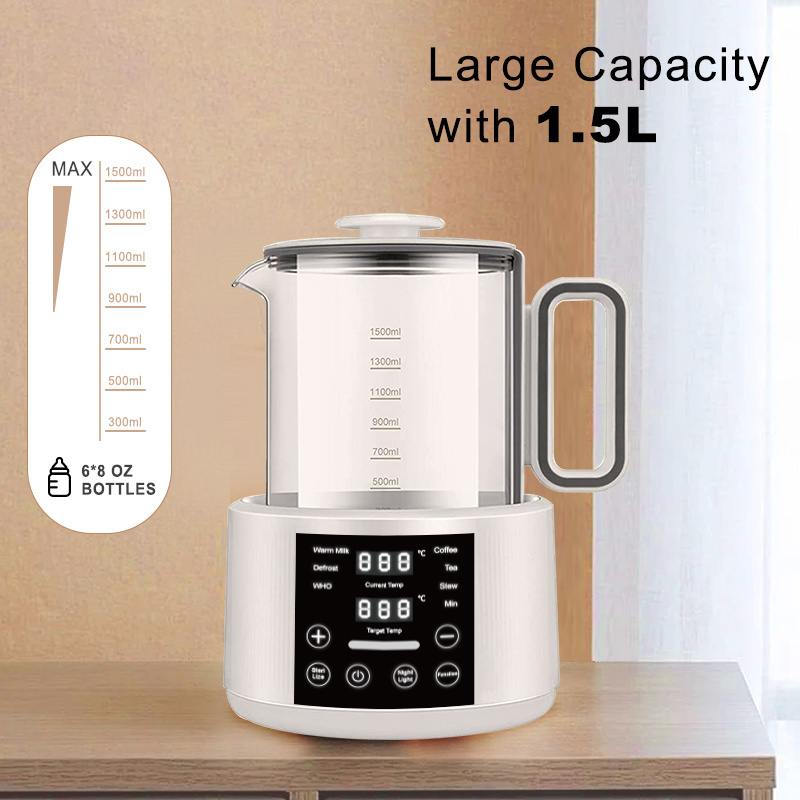 Quick cool-down Milk Boiler With Electric Glass Kettle adjust temperature and time for baby milk tea coffee boil water