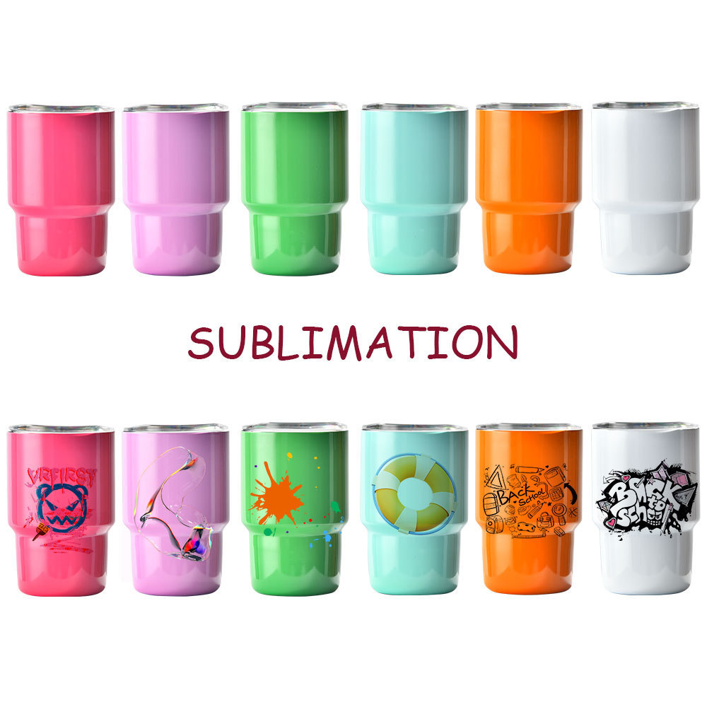 2oz 3oz Mini Sublimation Stainless Steel Miniature Shot Tumbler Cups Glasses Drinking Insulated Tumbler with Lid and Straw