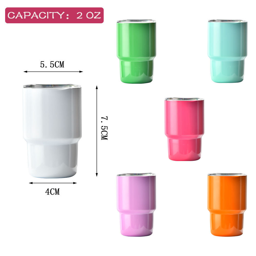 2oz 3oz Mini Sublimation Stainless Steel Miniature Shot Tumbler Cups Glasses Drinking Insulated Tumbler with Lid and Straw