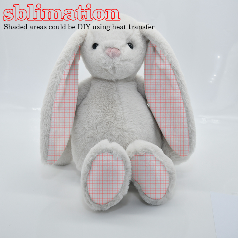 Fashion Standing Long Ears Plush Bunny Rabbit Toys For Kids Cute Custom Stuffed Animal Brown Soft Plush Sublimation Rabbit