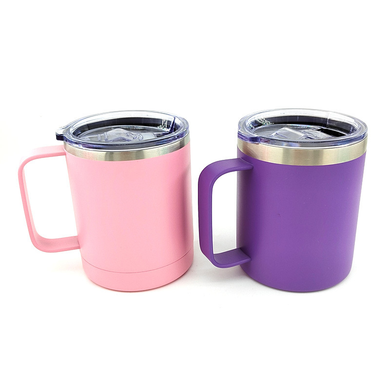 Free shipping stocked coffee travel coffee mug sublimation tumbler 12oz stainless steel mug with handle and lid