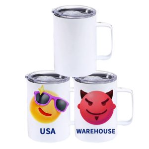 USA Warehouse Mug Wholesale 12oz Custom Insulated Stainless Steel White Sublimation Coffee Mug with Handle