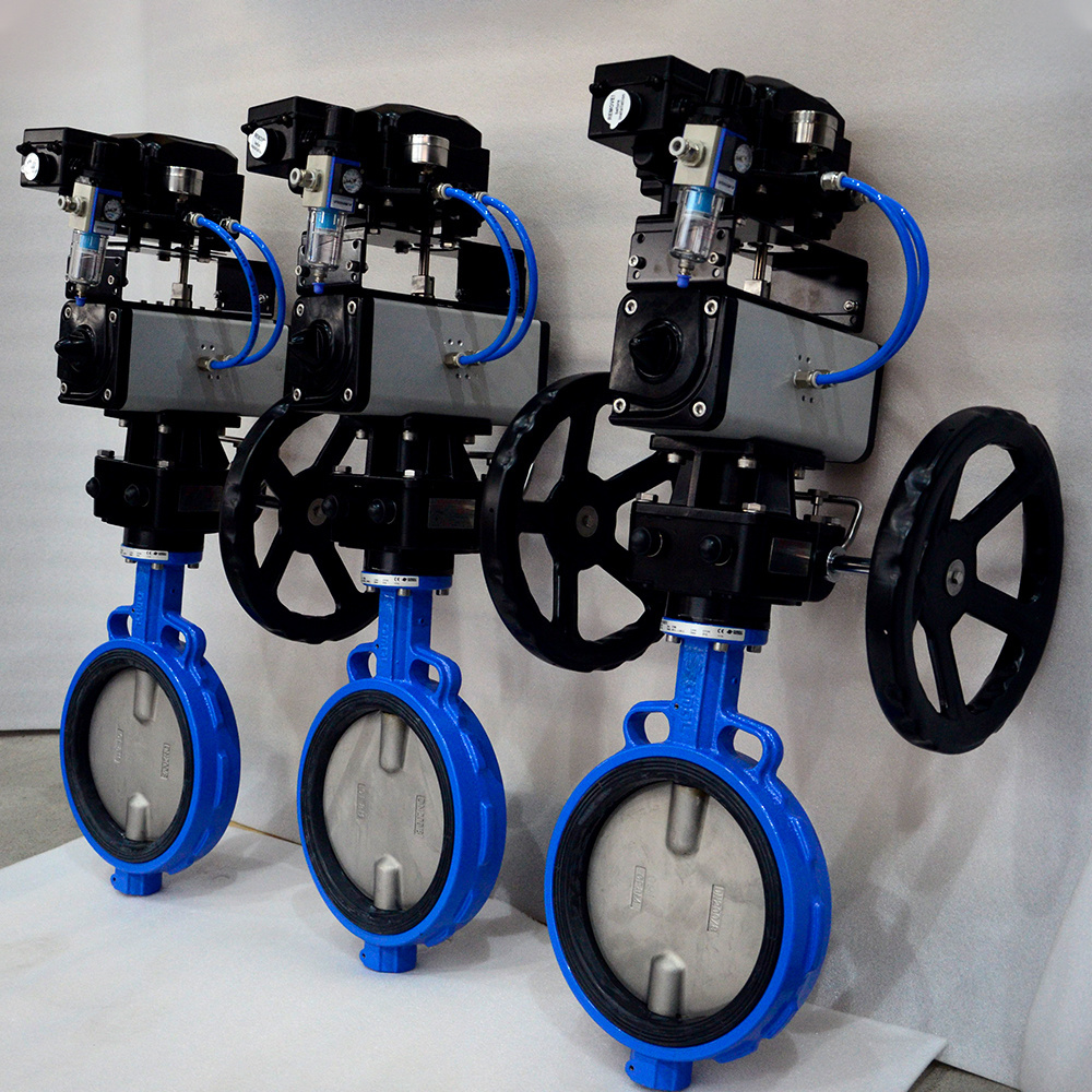 Spring Returned Wafer Pneumatic Butterfly Valve Air Actuated Butterfly Valve EPDM Seat