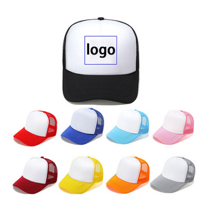 men trucker hat custom logo embroidery 5 panel polyester hat for sublimation foam mesh baseball cap with logo blank trucker hats