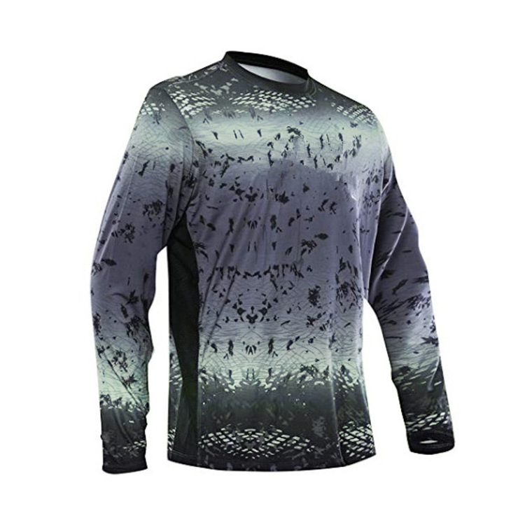 Wholesale UPF 50+ Sun Protection Polyester Men's Fishing Jersey Custom Mesh Quick Dry Long Sleeve Sublimation Fishing Shirts