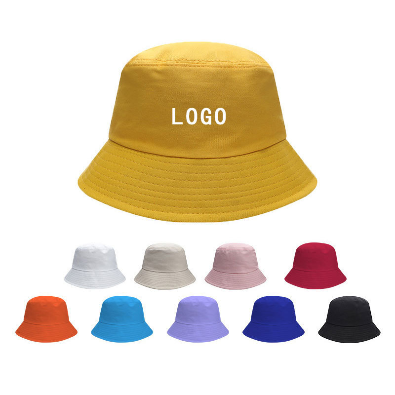 Wholesale Solid color All Cotton Printed Embroidered Bucket Hats Wide Brim Casual Custom Logo Blank Fisherman Caps