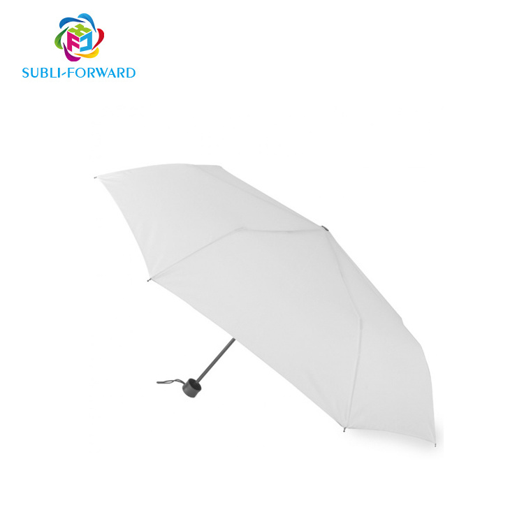 High Quality Water Protection Custom Design Blank Sublimation Printing Personalized Gift Sun Rain 3 Fold White foldable umbrella