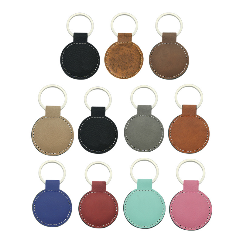 high quality  PU Leather  engravable blanks key chain personalized laser  leather keychains--MOQ-100pcs per color