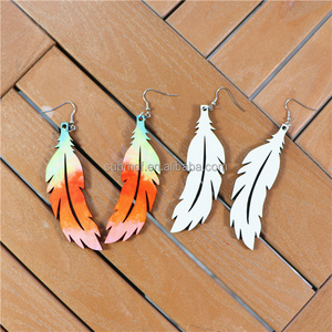 MDFSUB Unfinished DIY Double Sided Sublimation Earring Blank Heat Transfer Wire Hooks Earrings Wood MDF Women's Earring