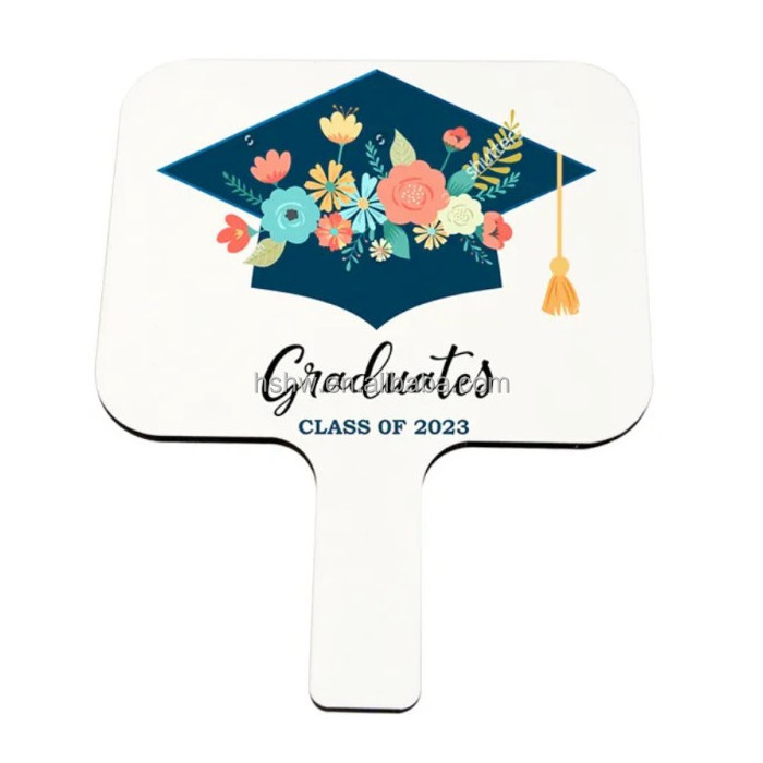 New 2023 MDF Sublimation Blank fans Photo Frames Photo Panel Hand Hold Fan for Graduation Paddle Fans Desk Decoration Gifts