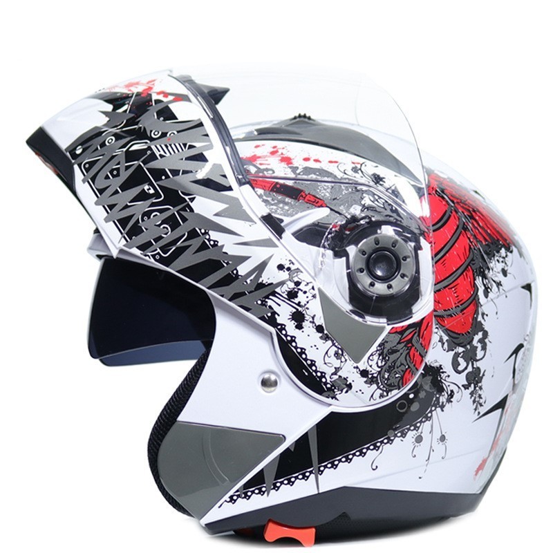 SUBO Jiekai High Quality Motorcycle Helmet Flip Up Full Face Helmet Personality Four Seasons Racing Motorcycle Helmet