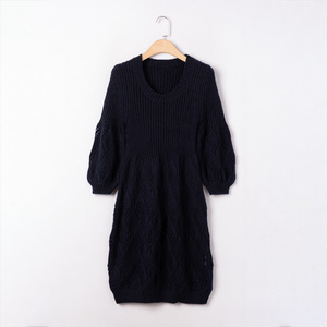 Wholesale custom casual fashion dress crochet hollow long merino wool knitted women's sweaters