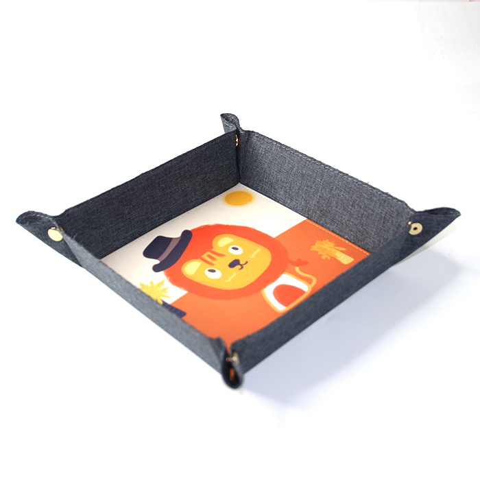 Sublimation Rolling Tray Blank Foldable Square Denim Fabric Desk Storage leather Trays