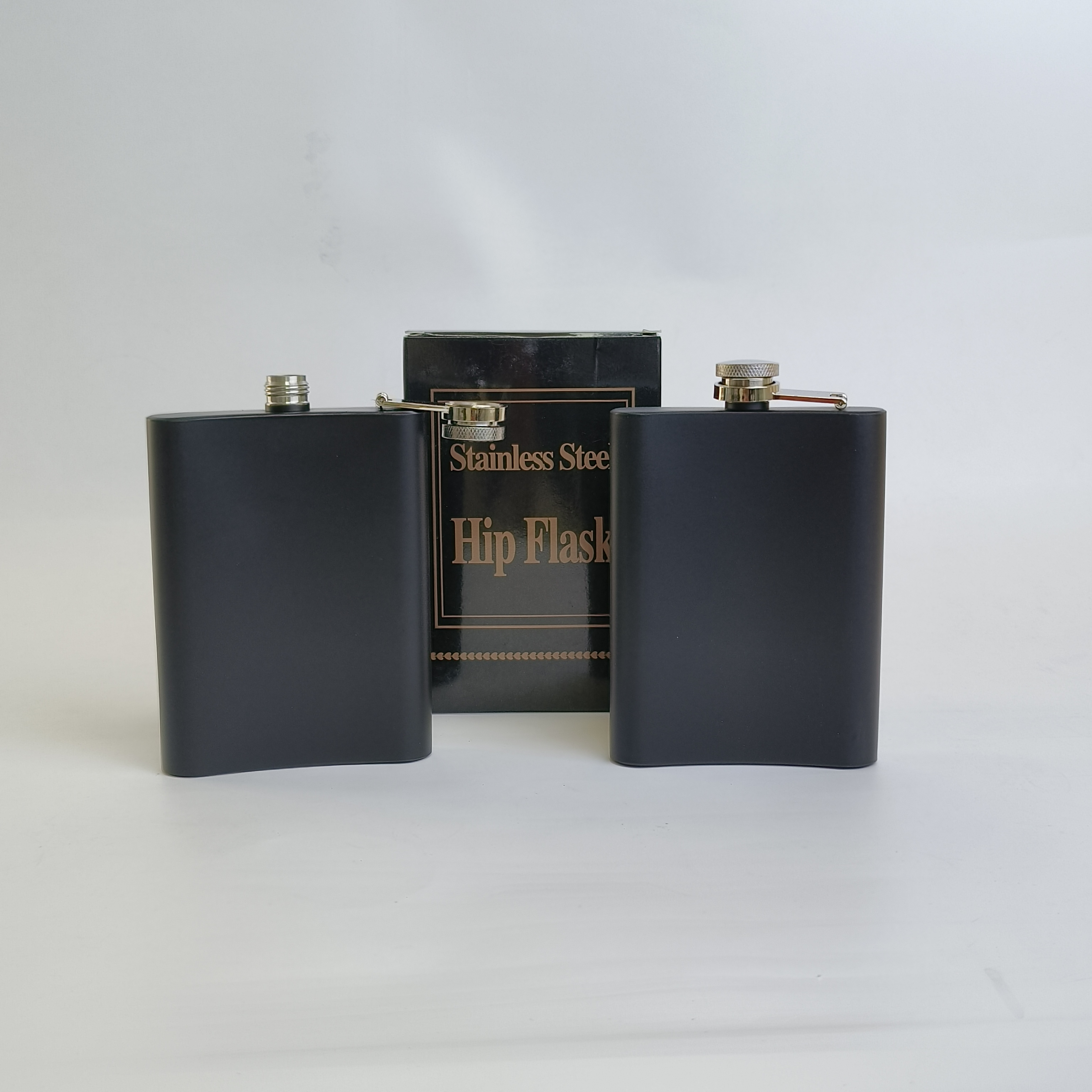 Custom logo Portable matte Black 8oz hip flask stainless steel frosted Drinkware Bottle Black men whiskey Hip Flasks for wedding