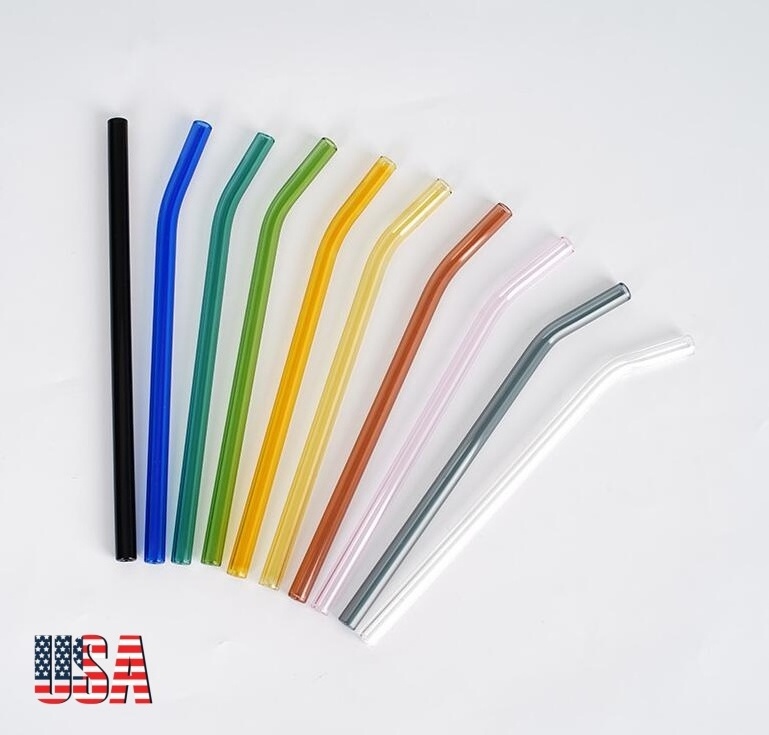 Hot Sell Customized Colorful Straw Reusable Stainless Steel Drinking Straws Set Anti Wrinkle Glass Straw