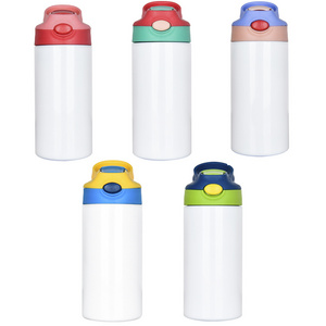 12oz kids cups double walled stainless steel insulated straight water bottle sippy cups blank sublimation kids tumbler