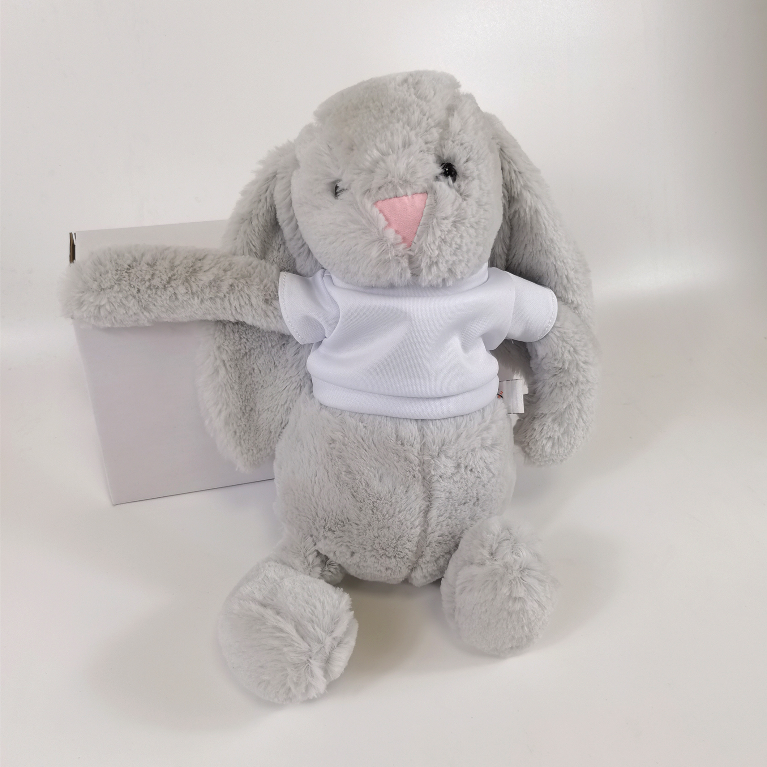 Sublimation blank cute Plush Bunny rabbit toy with Clothes tee T shirts Diy Photo Printable Shirt toy doll for Valentines Day