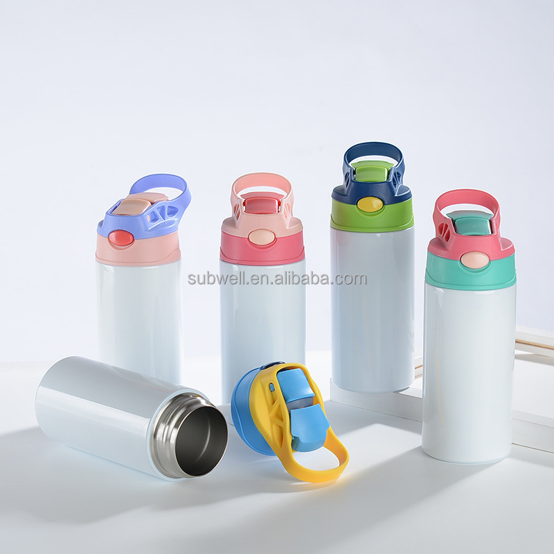 12oz kids cups double walled stainless steel insulated straight water bottle sippy cups blank sublimation kids tumbler