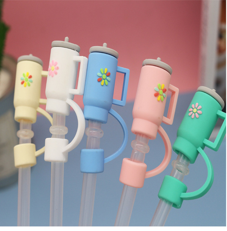 Hot Sale PVS Charms Straw Toppers for 40oz Tumbler 10mm Reusable Silicone Straw Topper Straw Tip Covers