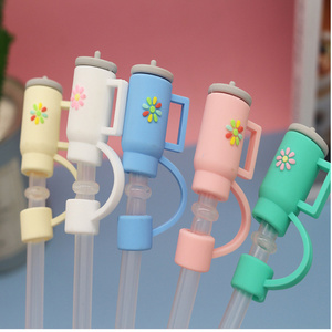 Hot Sale PVS Charms Straw Toppers for 40oz Tumbler 10mm Reusable Silicone Straw Topper Straw Tip Covers