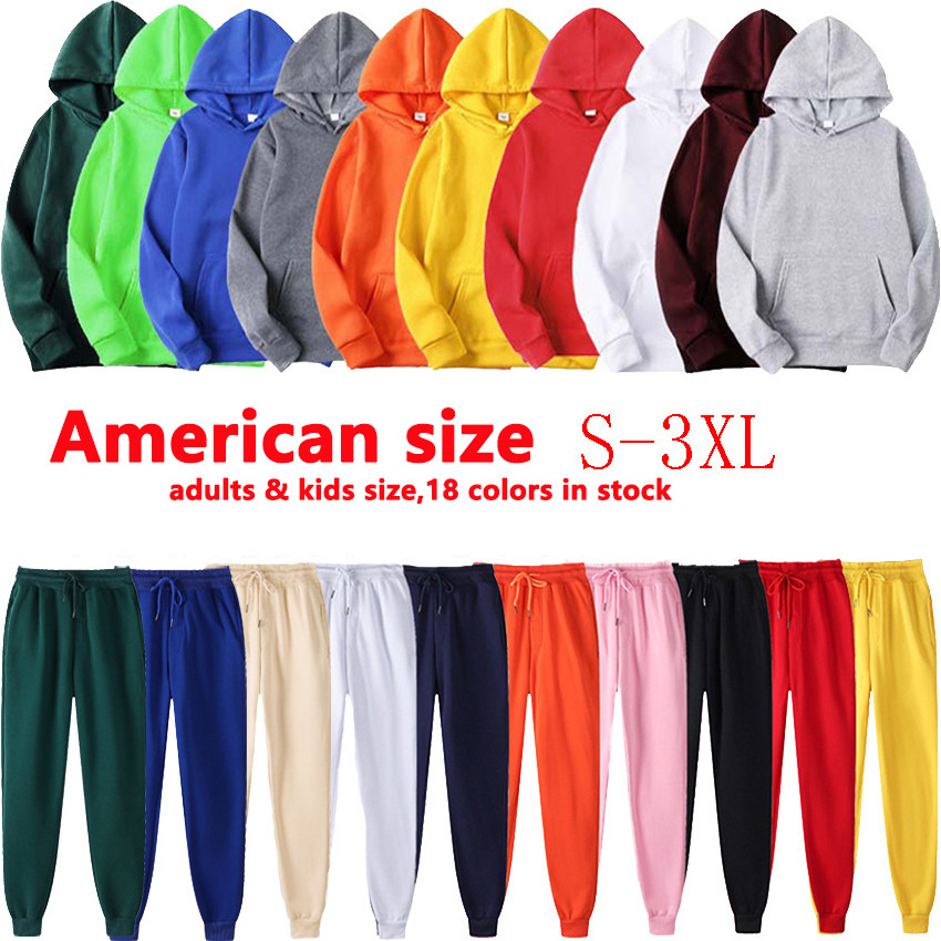 Wholesale cotton OEM DTG print sweat pants and hoodie set custom embroidered Heavyweight hoodies Tracksuits sweatsuit for Men