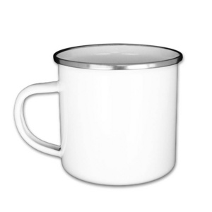 new arrival blank coffee 11oz white camping mug sublimation enamel cup with handle