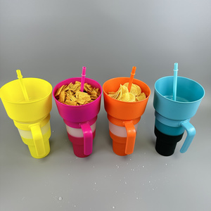 Beverage 2 in 1 snack and drink colorful large capacity cup popcorn fries cola 32oz plastic color changing stadium tumbler cup