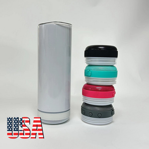 USA warehouse Straight 20oz Double Wall Stainless Steel Smart Wireless sublimation speaker tumbler for coffee milk