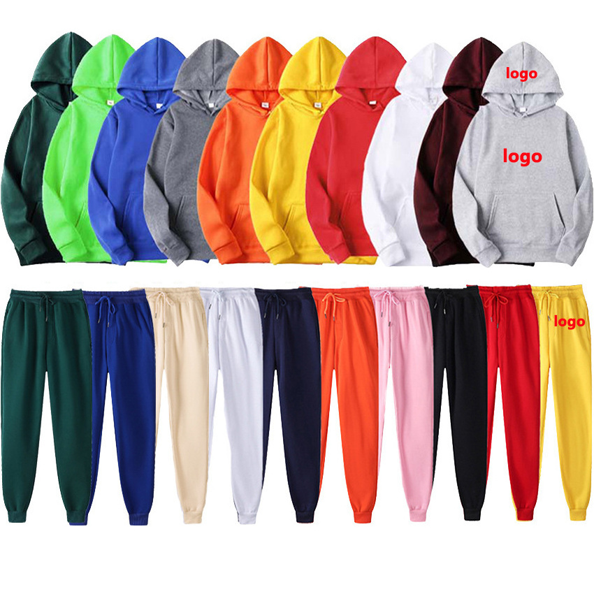 Wholesale cotton OEM DTG print sweat pants and hoodie set custom embroidered Heavyweight hoodies Tracksuits sweatsuit for Men