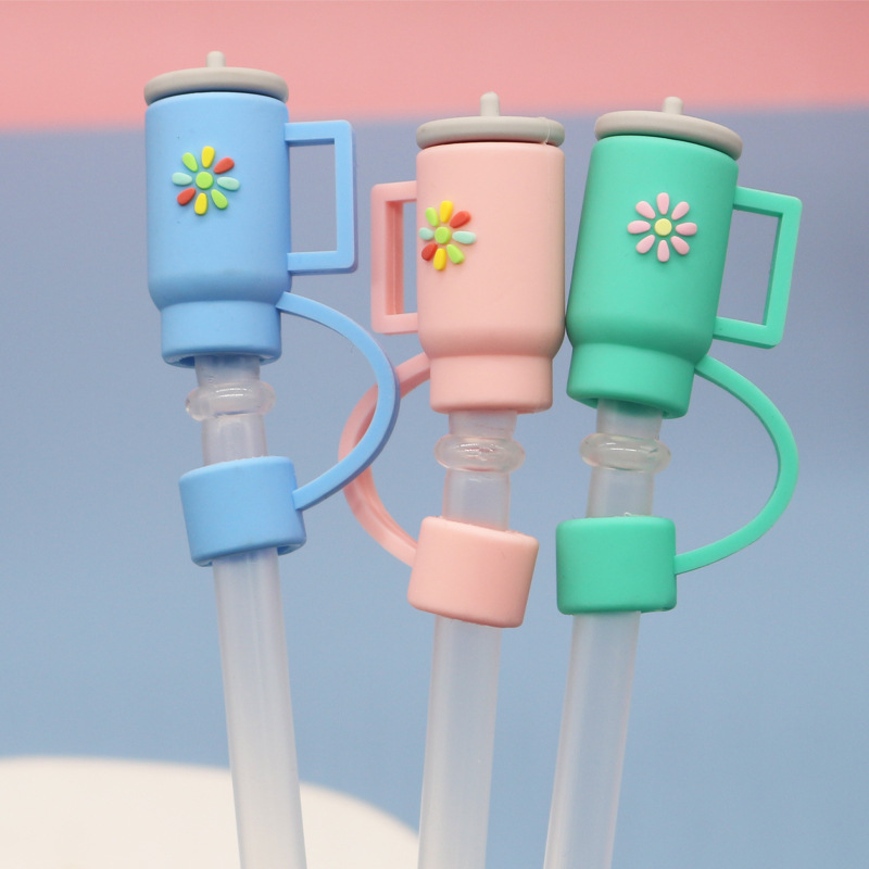 Hot Sale PVS Charms Straw Toppers for 40oz Tumbler 10mm Reusable Silicone Straw Topper Straw Tip Covers