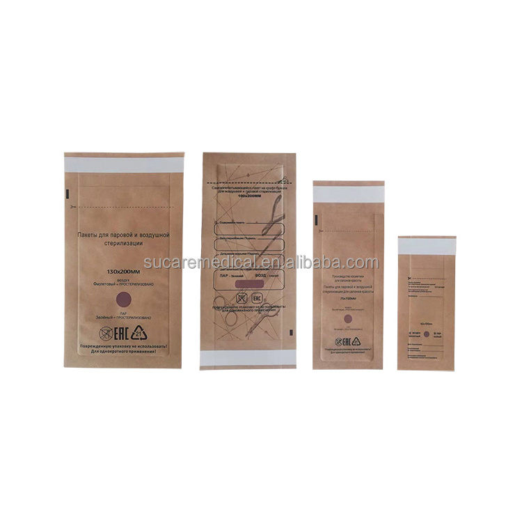 Multiple Sizes Kraft Paper Self Sealing Dry Heat Sterilization Pouches 100pcs/pack