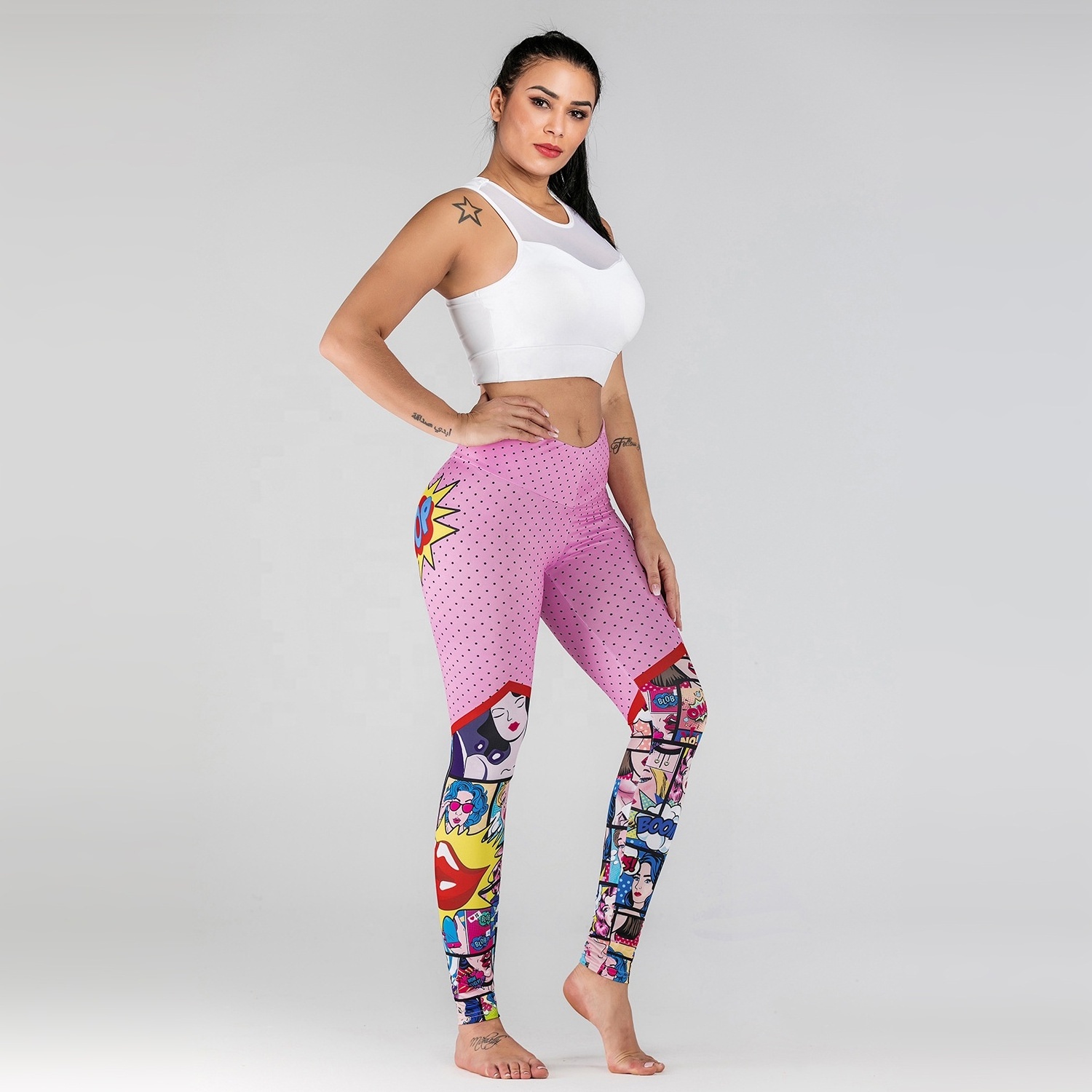 2022  Wholesale 3D Print Cartoon Yoga Leggings Pants Sports Women Fitness Sexy Custom Design Gym Workout Women Leggings