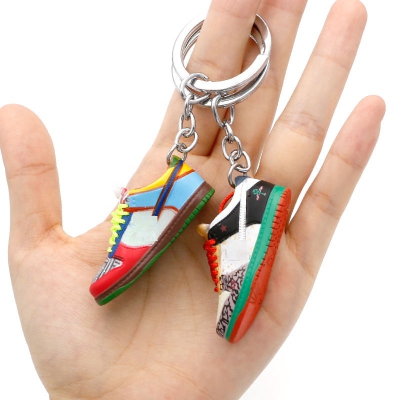 Mini Sneakers 3D AJ sb dunk ow shoe Keychain Model cute keychains with box key chain Wholesale Holiday gifts